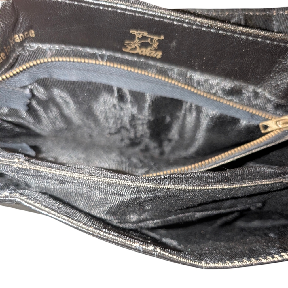 Vintage 1950's  Dofan Made In France  Black Leather Shoulder Purse Medium - Picture 10 of 16